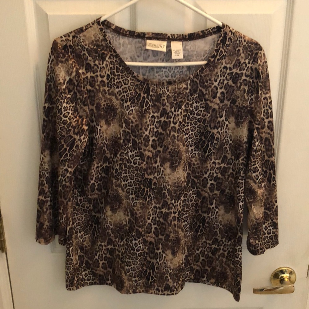 Chicos Animal Print Top Sz M